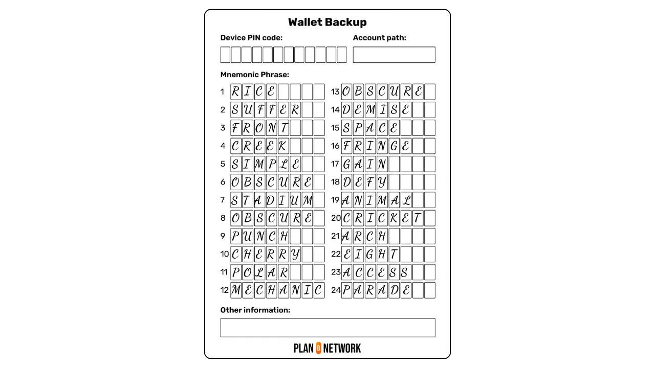 Sauvegarder sa phrase mnémonique | Plan ₿ Academy