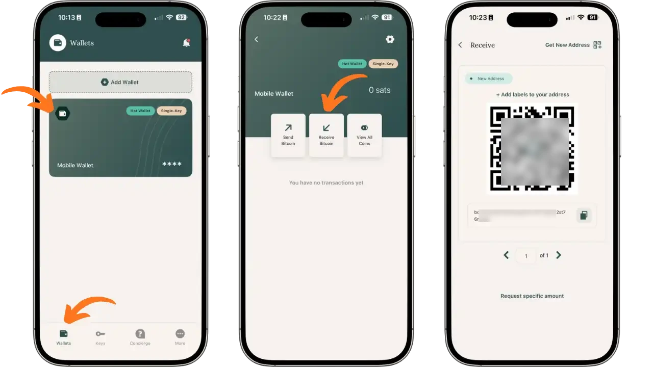 Réception de bitcoins