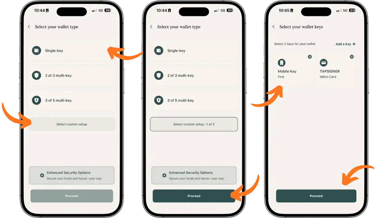 Sélection du type de wallet