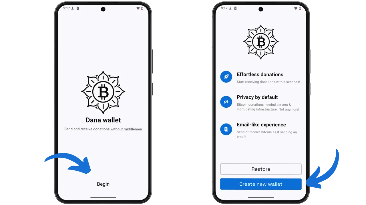 Premier lancement de Dana Wallet et création du portefeuille