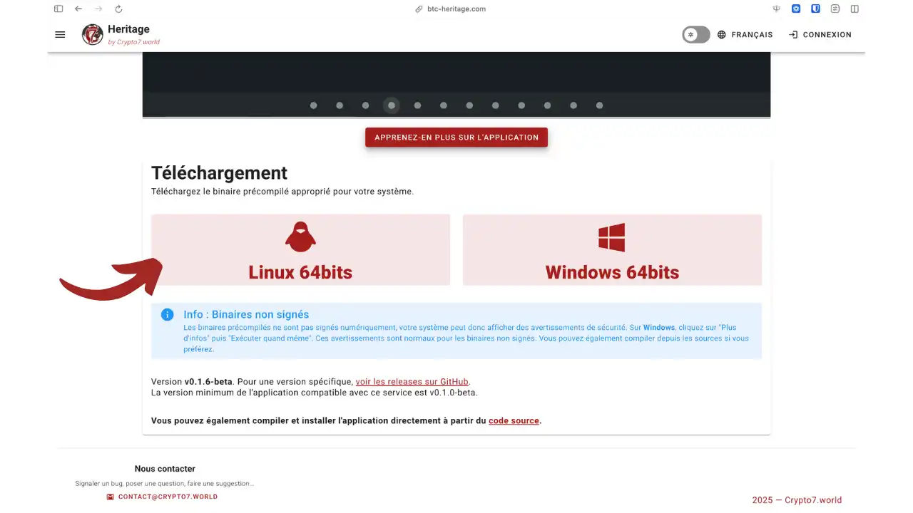 Page de téléchargement