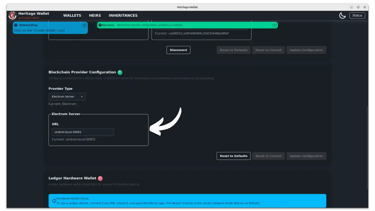 Configuration Electrum