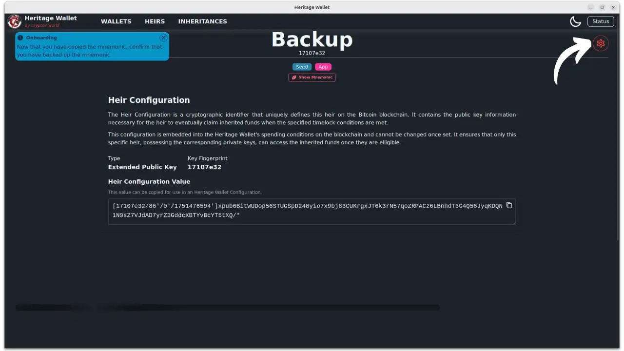 Paramètres héritier