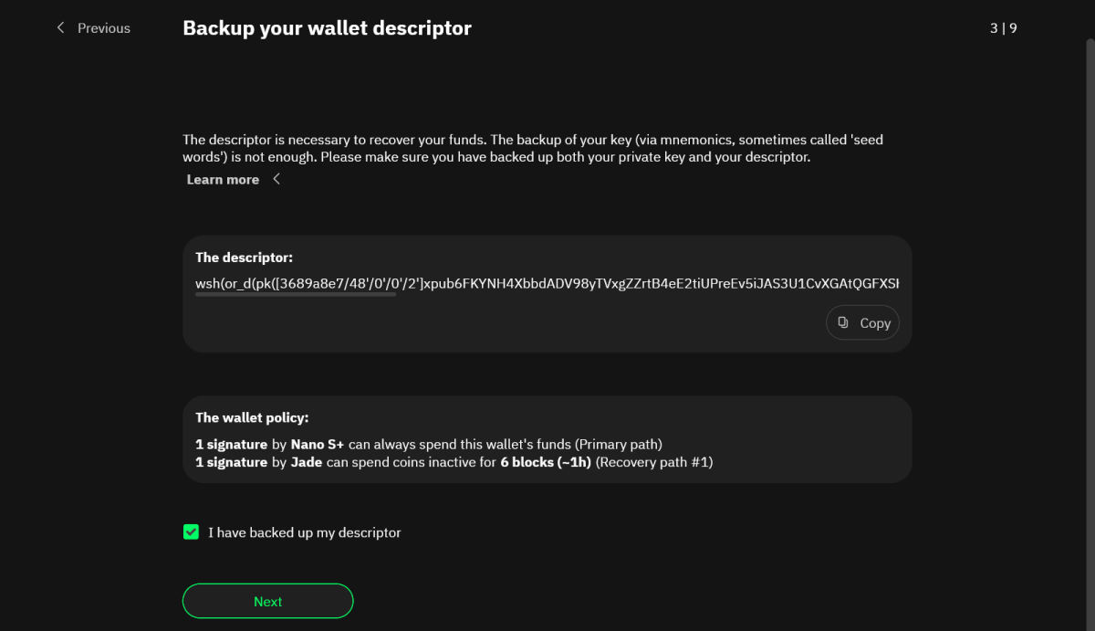 Sauvegarder descripteur