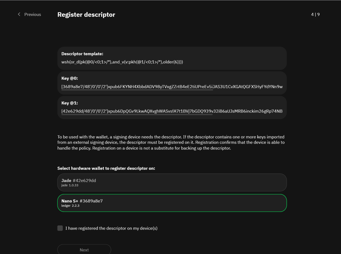 Enregistrer descripteur