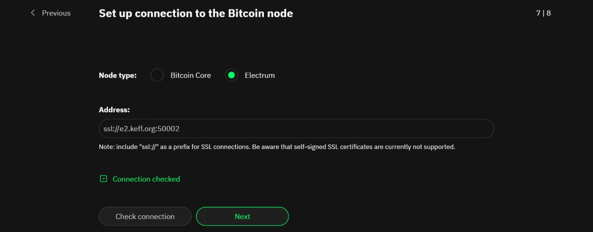 Connexion serveur Electrum public