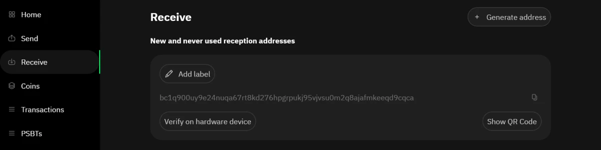 Générer nouvelle adresse