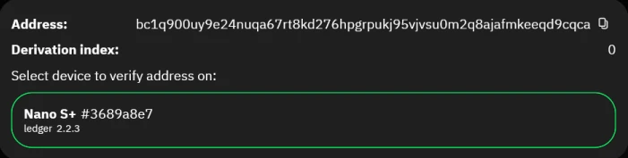 Vérifier adresse portefeuille matériel