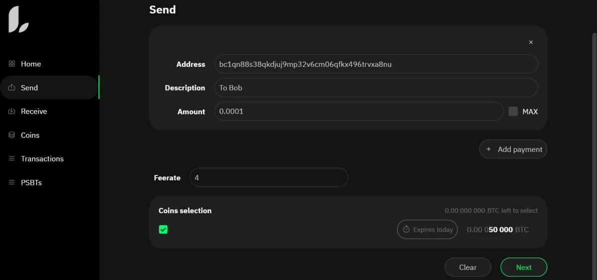 Envoyer fonds clé principale