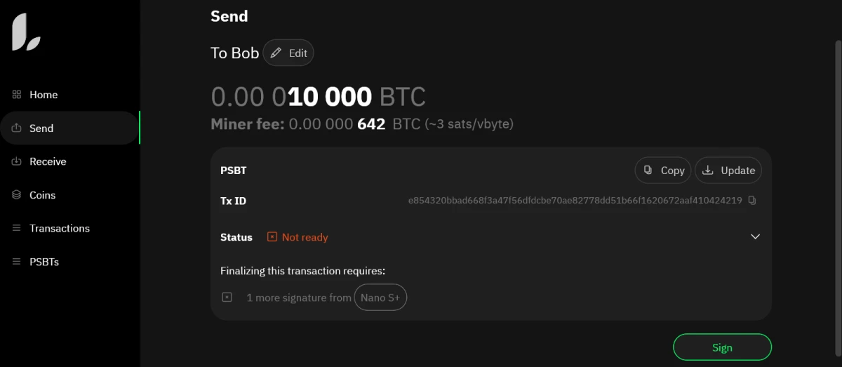 Signer transaction clé principale