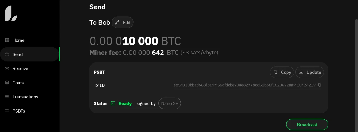 Diffuser transaction clé principale