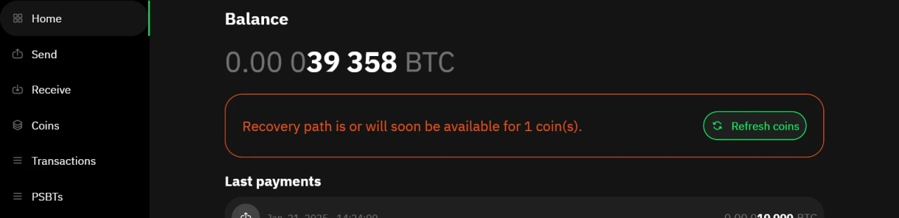Actualiser pièces depuis l'écran principal