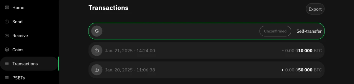 Transactions après auto-transfert