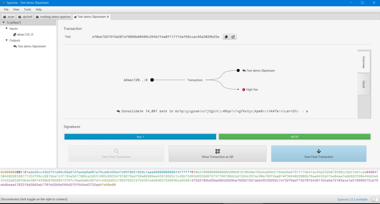 Saving the final transaction locally