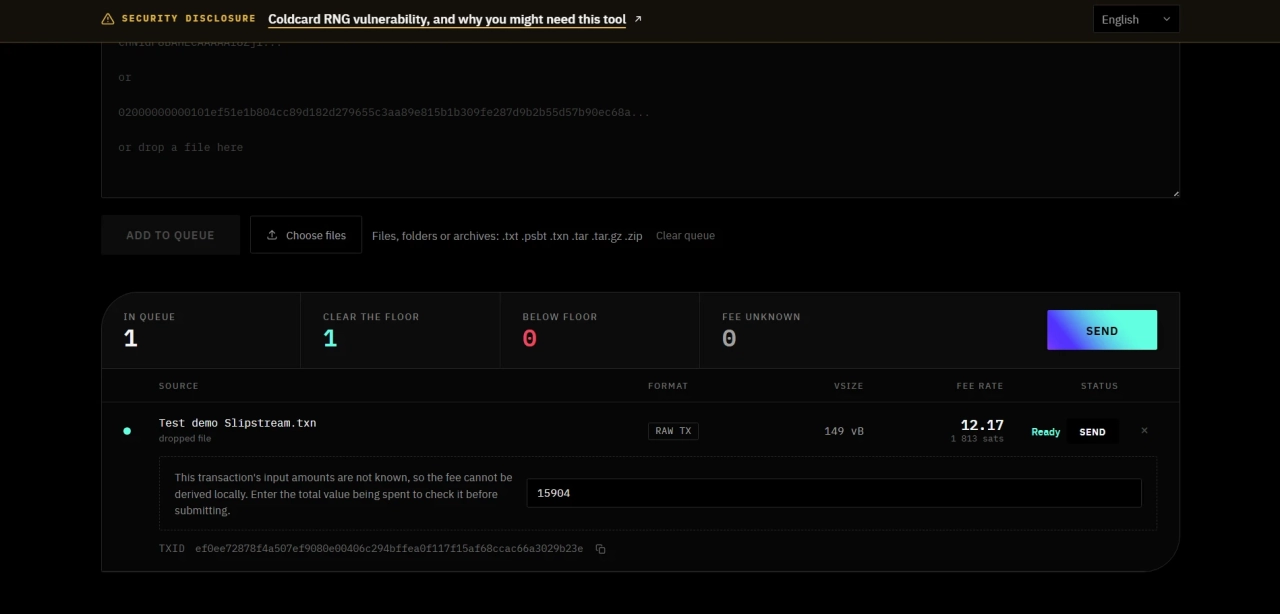 Sending the transaction via Slipstream
