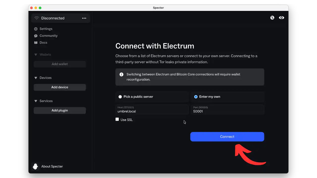 Configuration Electrum