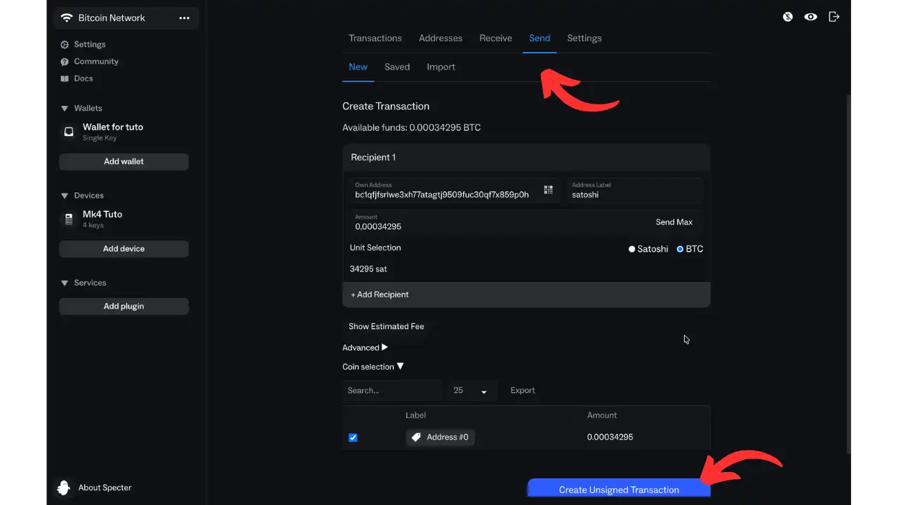 Création d'une transaction