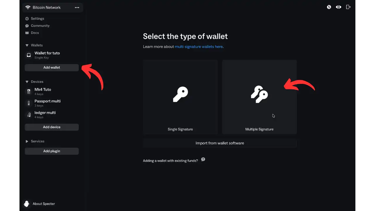 Choix du type de wallet