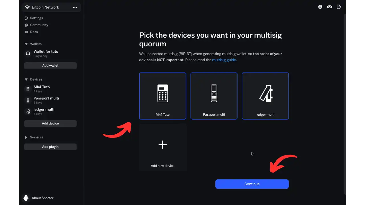 Sélection des hardware wallets pour le multisig