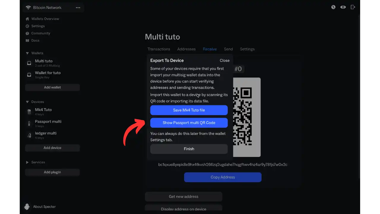 Export vers les hardware wallets
