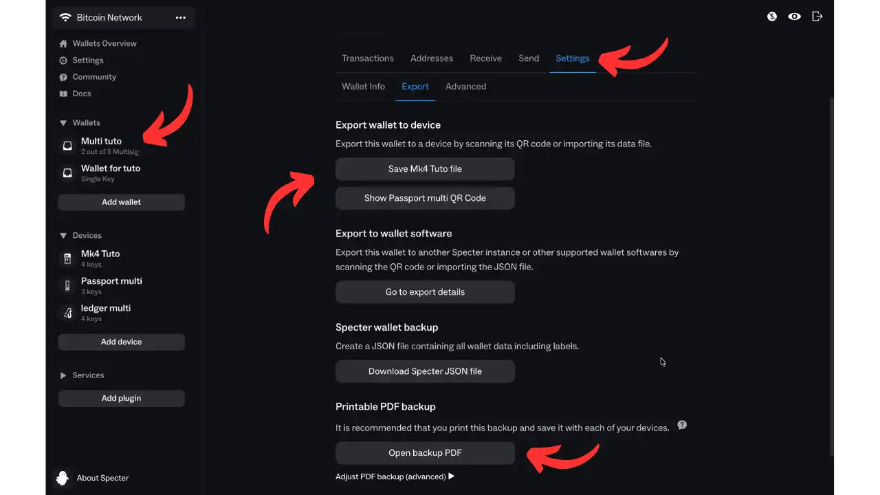 Accès au backup PDF
